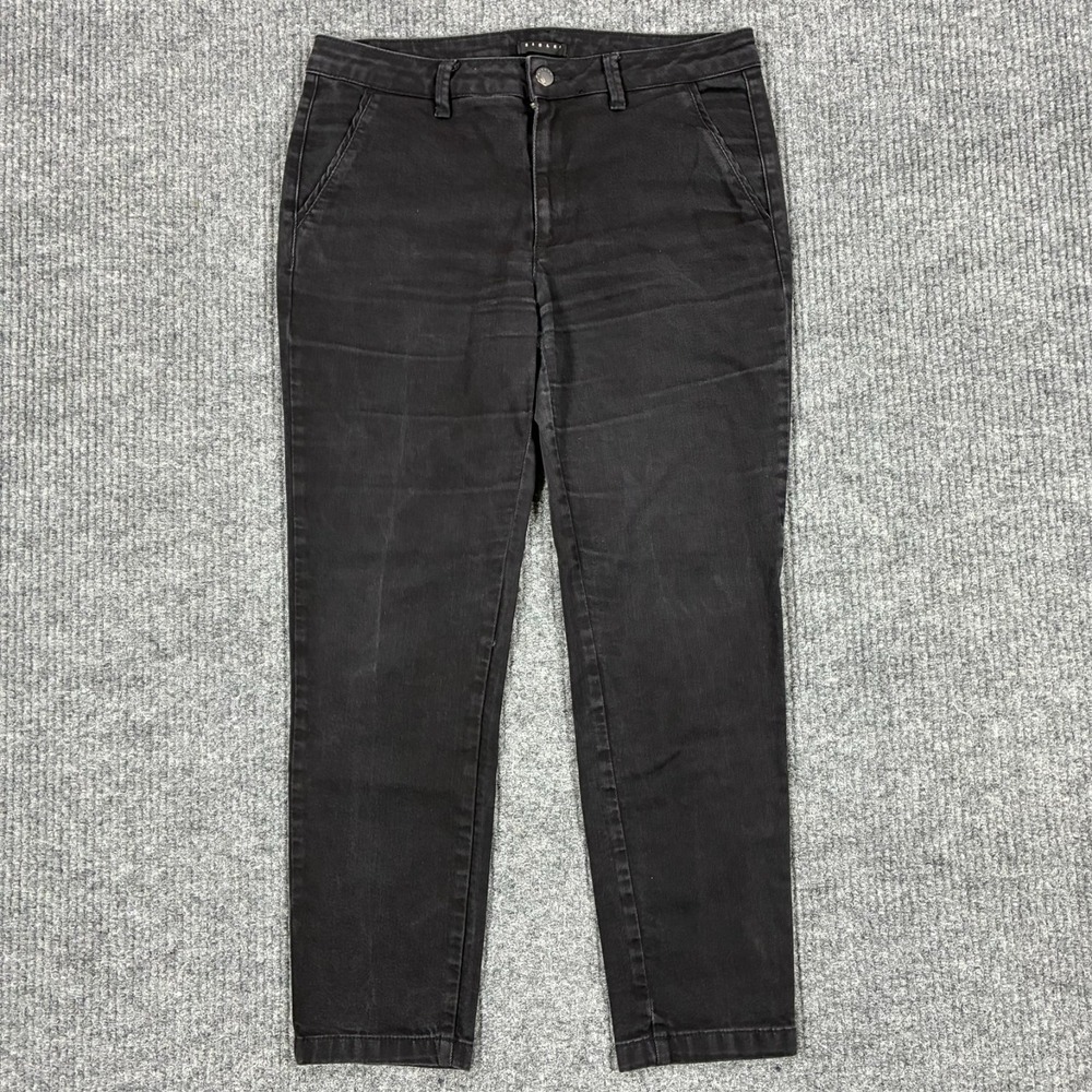 Sisley Womens Slim Straight Jeans W30" Black Denim Stretch Casual Mid Rise